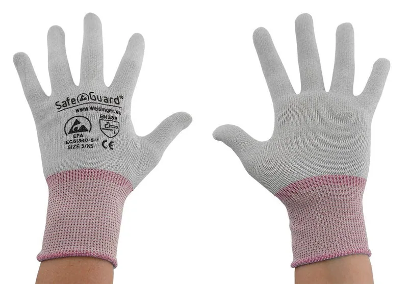 ESD Handschuhe ohne Beschichtung grau