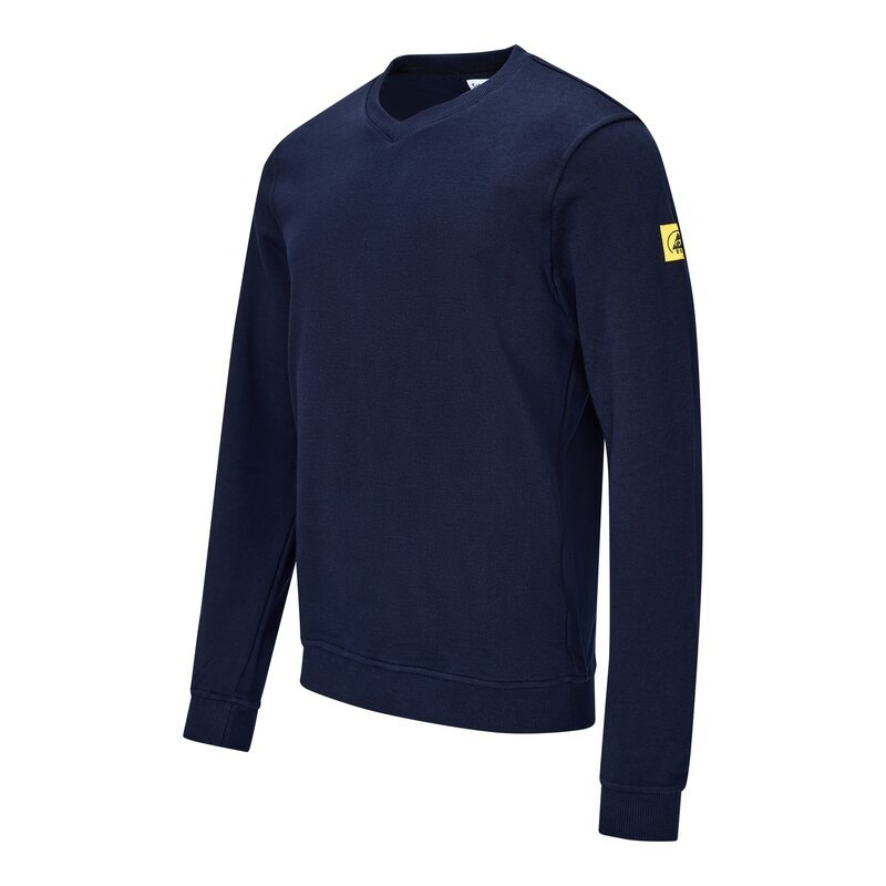 Sweatshirt ESD 300 g/m², decote em V, azul-marinho